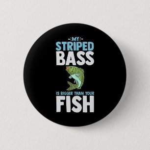 Badge Rond 5 Cm Bar rayé B Pêche Poisson drôle Rockfish Atlantique