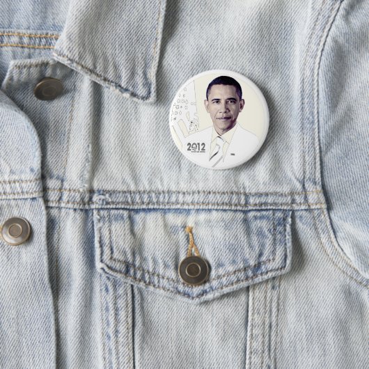 Badge Rond 5 Cm Barack Obama 2012 (En situation)