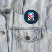 Badge Rond 5 Cm Barack Obama 2012 "O" (bleu-foncé) (En situation)