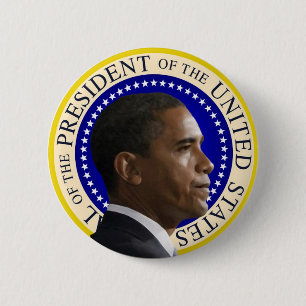 Badge Rond 5 Cm Barack Obama - bouton présidentiel de profil