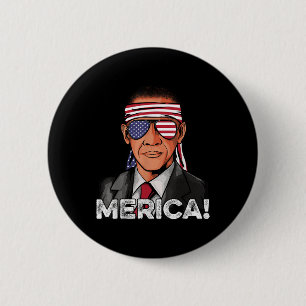 Badge Rond 5 Cm Barack Obama Chemise Drapeau Américain Sungles Usa