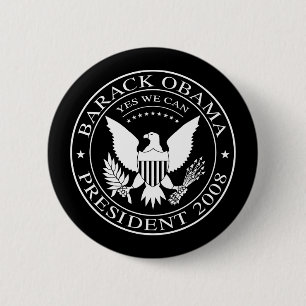 Badge Rond 5 Cm Barack Obama Presidential Seal 2008 Button