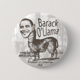 Badge Rond 5 Cm Barack O'Llama 2008