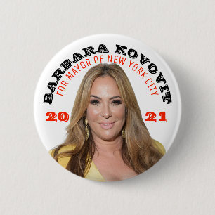 Badge Rond 5 Cm Barbara Kovovit pour le maire de New York en 2021