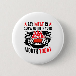 Badge Rond 5 Cm Barbecue Byrbeque - Ma Viande Est 100% Dans Votre