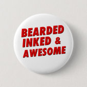 Badge Rond 5 Cm Barbu, encré et impressionnant (Devant)