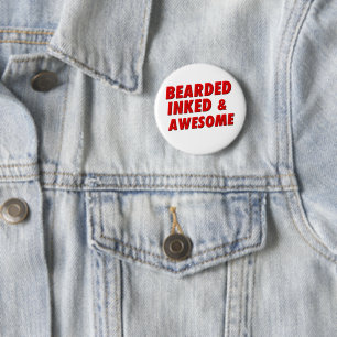 Badge Rond 5 Cm Barbu, encré et impressionnant