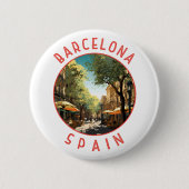 Badge Rond 5 Cm Barcelone Espagne La Rambla Retro Cercle désorgani (Devant)