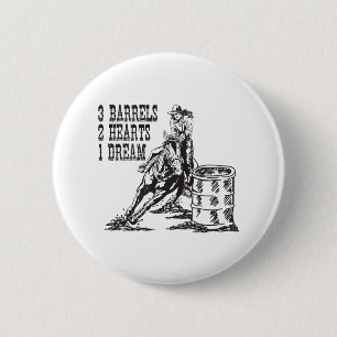 Badge Rond 5 Cm Baril Racing 3 Barils 2 Coeurs 1 Dream Magnet