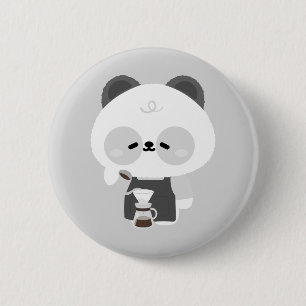 Badge Rond 5 Cm Barista Panda Mignon