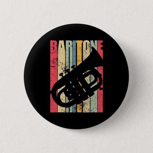 Badge Rond 5 Cm Baritone Saxophone Horse Marching Band Major Gear (Devant)