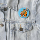 Badge Rond 5 Cm Barney Rubble et Fred Flintstone (En situation)