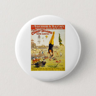 Badge Rond 5 Cm Barnum et carnaval de l'eau de Bailey Coney Island