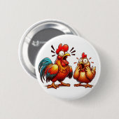 Badge Rond 5 Cm "Barnyard Sparring Chickens" Match Button (Devant & derrière)