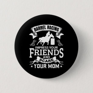 Badge Rond 5 Cm Barrel Racing Horse Équitation Cheval Racer Rider