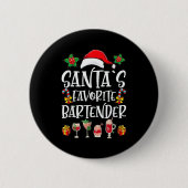 Badge Rond 5 Cm Bartender Xmas Gift Santa's Favorite Bartender Chr (Devant)