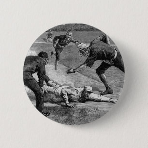Badge Rond 5 Cm Base-ball vintage par Thure De Thulstrup, 1885