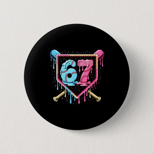 Badge Rond 5 Cm Baseball 67 Ice Cream Drip Funny Six Seven Meme Bo (Devant)