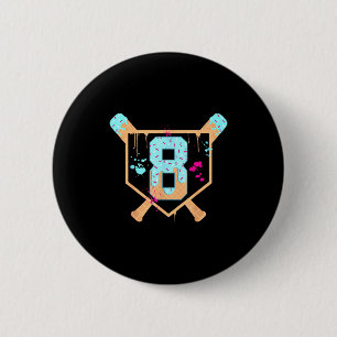 Badge Rond 5 Cm Baseball 8 Ans Crème Glacée Dégoulinante 8e Annive
