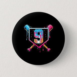 Badge Rond 5 Cm Baseball 9 ans Crème glacée goutte 9e anniversaire
