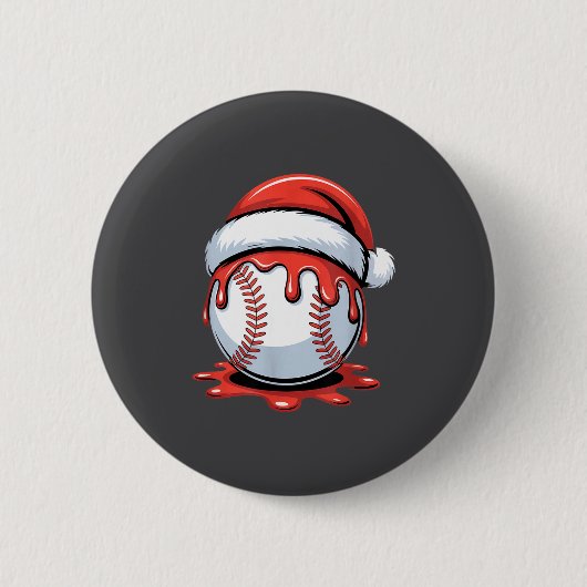 Badge Rond 5 Cm Baseball Christmas Santa Hat Dripng Festive Holida (Devant)