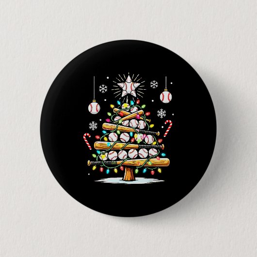 Badge Rond 5 Cm Baseball Christmas Tree Lights  (Devant)