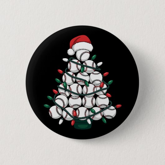 Badge Rond 5 Cm Baseball Christmas Tree Santa Sports (Devant)