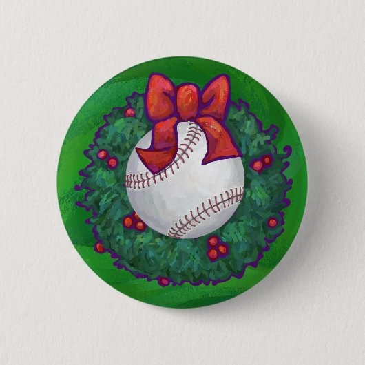 Badge Rond 5 Cm Baseball dans la couronne de Noël (Devant)