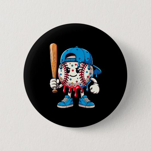 Badge Rond 5 Cm Baseball Drip Baseball Life Style 101 Apparel Yout (Devant)