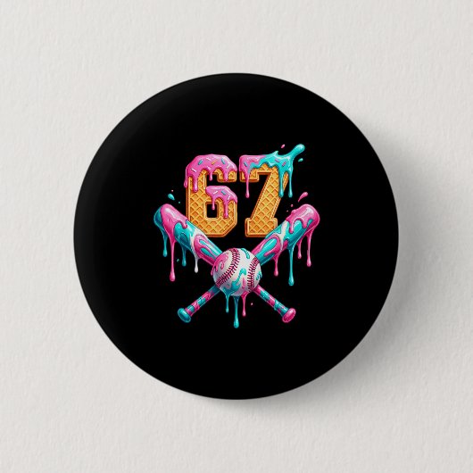 Badge Rond 5 Cm Baseball Drip Number 67 Player  (Devant)