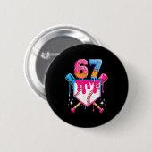Badge Rond 5 Cm Baseball Drip Number 67 Player Or 67th Birthday (Devant & derrière)