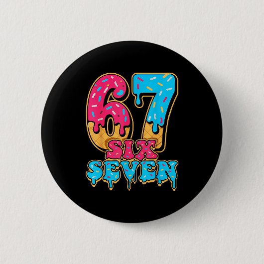 Badge Rond 5 Cm Baseball Drip Number 67 Player Or 67th Birthday (Devant)