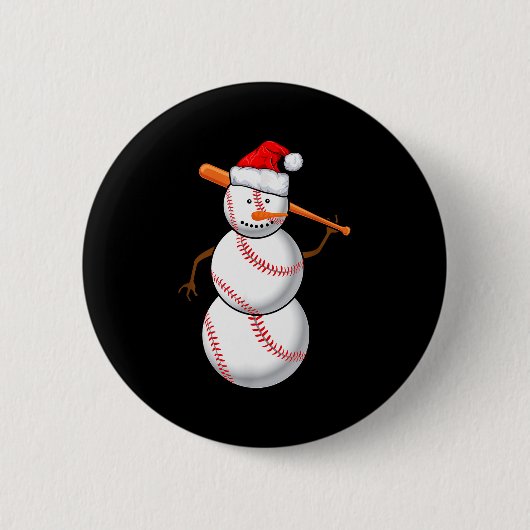 Badge Rond 5 Cm Baseball Fan Snowman Funny Christmas Gift (Devant)