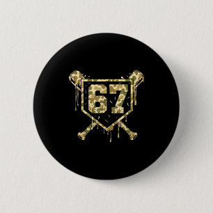 Badge Rond 5 Cm Baseball Glace Dégoulinant Camouflage Numéro 67 Jo