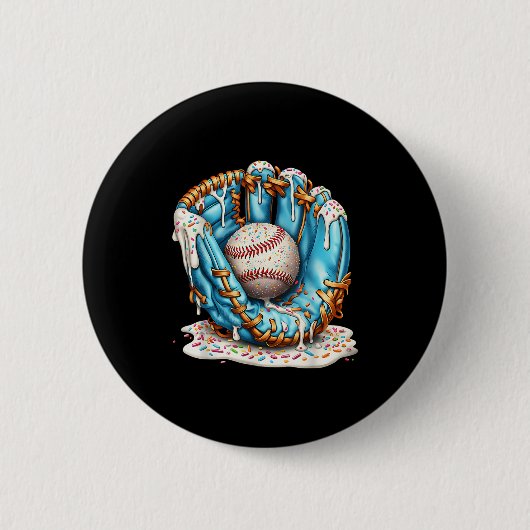 Badge Rond 5 Cm Baseball Glove Ice Cream Drip With Sprinkles Men B (Devant)