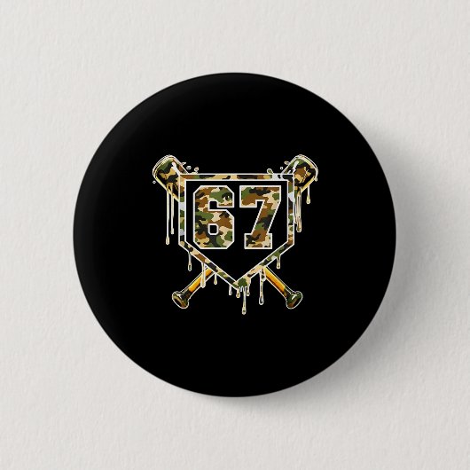 Badge Rond 5 Cm Baseball Ice Cream Drip 67 Camo Six Seven Funny Me (Devant)