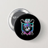 Badge Rond 5 Cm Baseball Ice Cream Drip 67 Player Dabbing Six Seve (Devant & derrière)