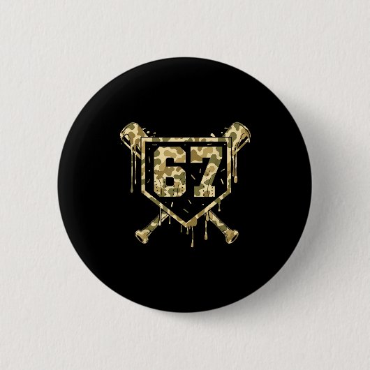 Badge Rond 5 Cm Baseball Ice Cream Drip Camo Number 67 Player 67th (Devant)