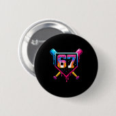 Badge Rond 5 Cm Baseball Ice Cream Drip Number 67 Six Seven Meme C (Devant & derrière)