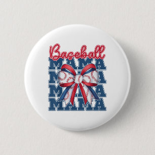 Badge Rond 5 Cm Baseball Mama Coquette Bow Sport Maman Fête des mè