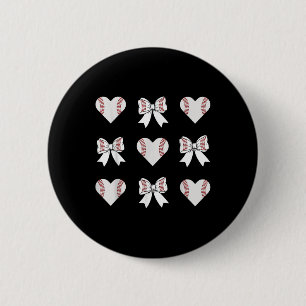 Badge Rond 5 Cm Baseball Maman Coeur Avec Coquette Bow Mothers Day
