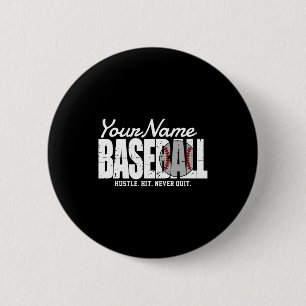 Badge Rond 5 Cm Baseball Rétro Ajouter Nom Équipe Rayures Joueur T
