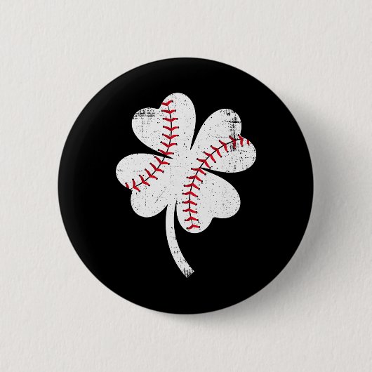 Badge Rond 5 Cm Baseball Shamrock Saint-Patrick Hommes (Devant)