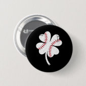 Badge Rond 5 Cm Baseball Shamrock Saint-Patrick Hommes (Devant & derrière)