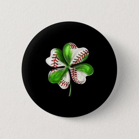 Badge Rond 5 Cm Baseball Shamrock St Patrick's Day Clover With Bas (Devant)