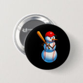 Badge Rond 5 Cm Baseball Snowman Merry Christmas Xmas Pajamas Men (Devant & derrière)