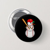 Badge Rond 5 Cm Baseball Snowman Snow Christmas Xmas Men Women (Devant & derrière)