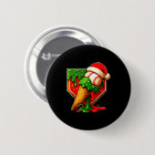 Badge Rond 5 Cm Baseball Xmas Christmas Baseball Ice Cream Drip Bo (Devant & derrière)
