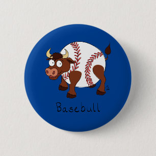 Badge Rond 5 Cm Basebull Funny Baseball Bull Bouton Pin