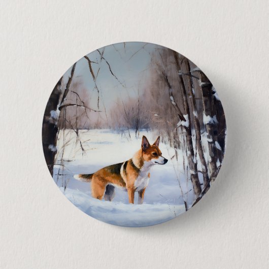 Badge Rond 5 Cm Basenji Laisser neiger Noël (Devant)